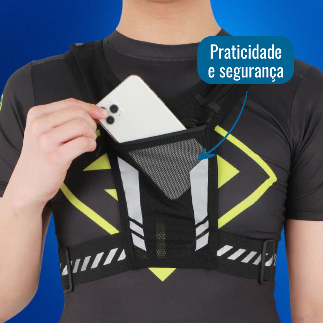 Colete de Corrida Pro - com Bolsos para Celular, Hidratação, Fones e Chaves