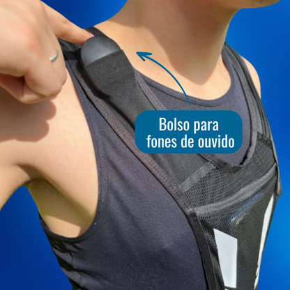 Colete de Corrida Pro - com Bolsos para Celular, Hidratação, Fones e Chaves