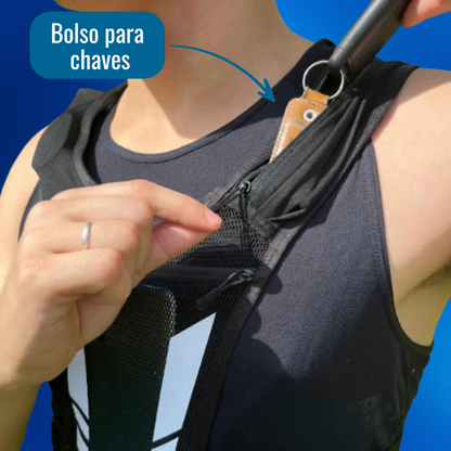 Colete de Corrida Pro - com Bolsos para Celular, Hidratação, Fones e Chaves